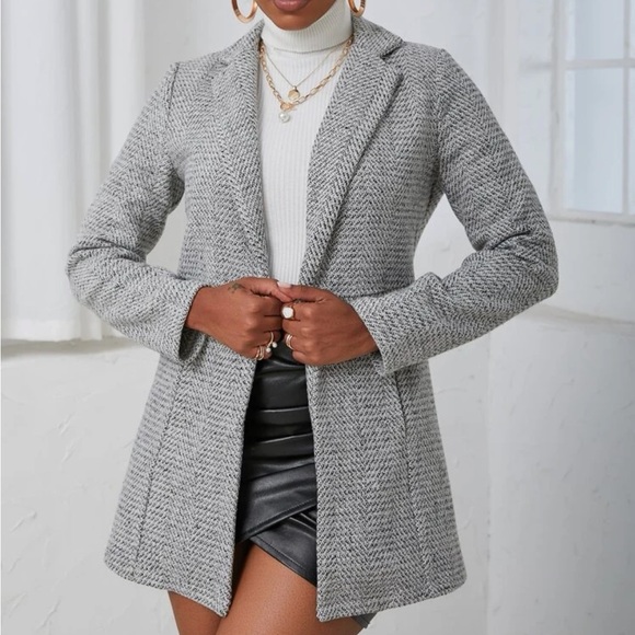 Luxe lapel collar tweed coat - Picture 2 of 6